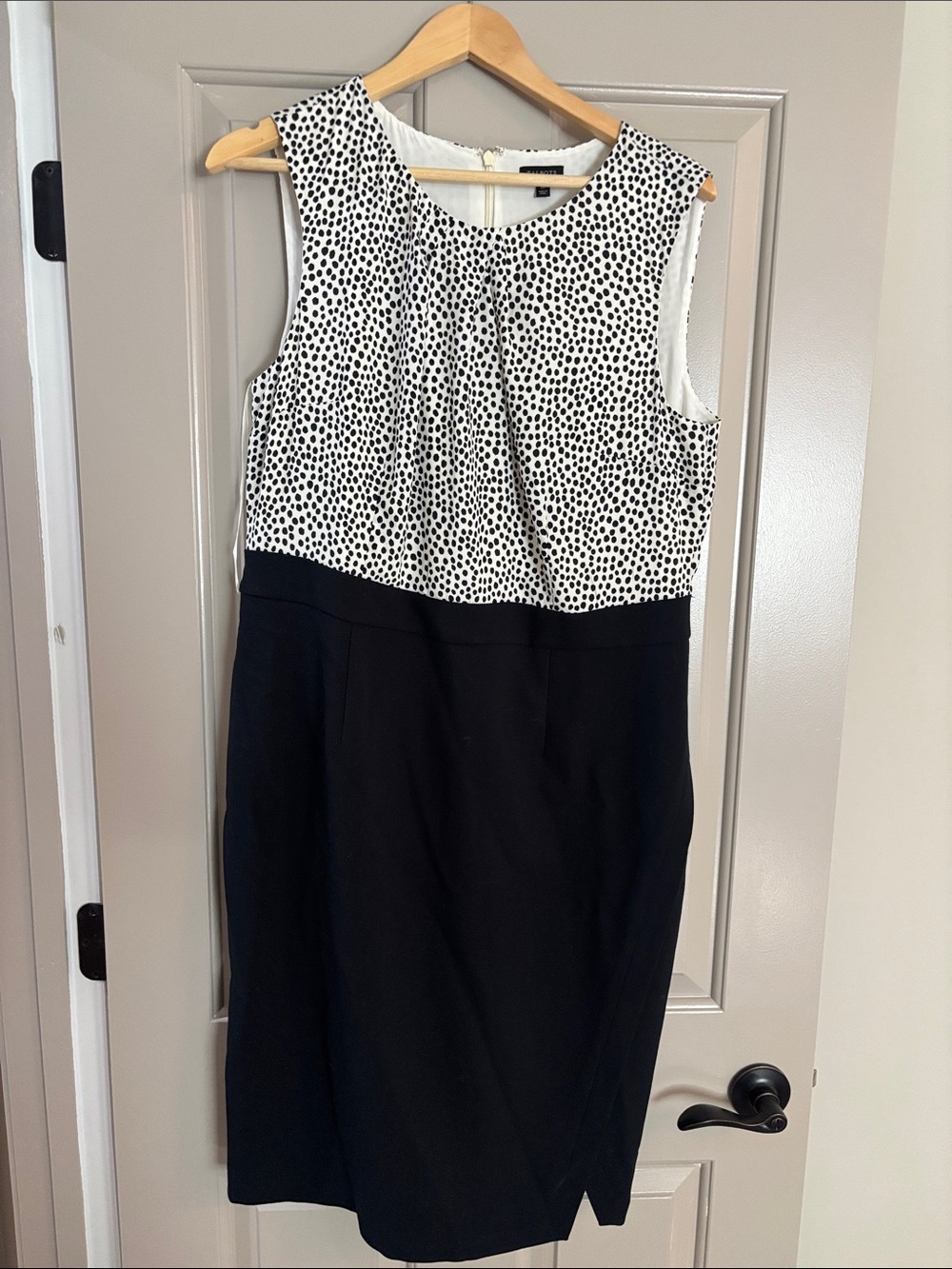 Talbots Black and White Polka Dot Pencil Dress